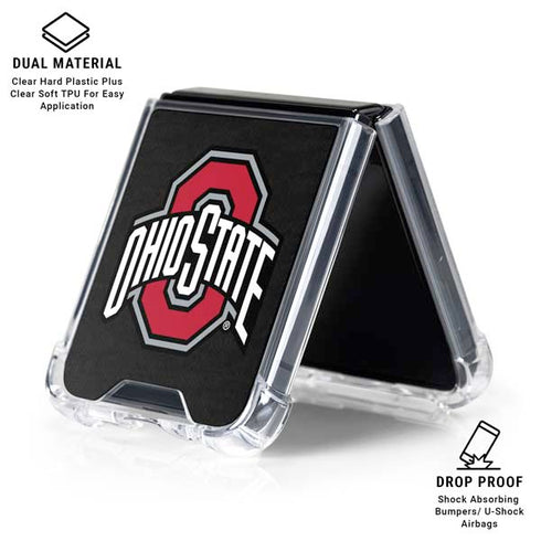 Ohio State University OSU Buckeyes Black Galaxy Z Flip6 Clear Case